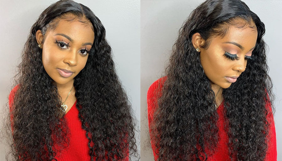 Pre Plucked Sexy Curly Brazilian Remy Hair 13x6 Lace Front Wigs 130 Density